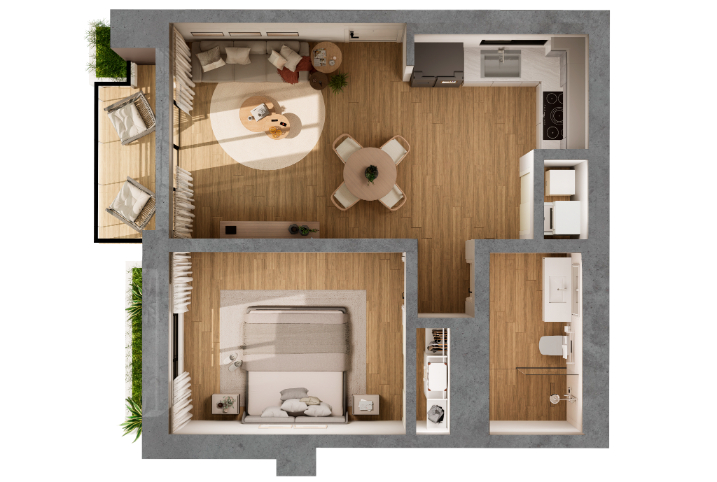 plan 1 chambre riviera bay
