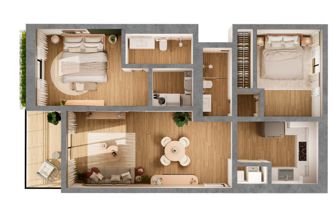 plan- 2 chambres riviera bay