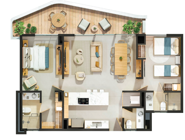 palm view condo 2 chambres