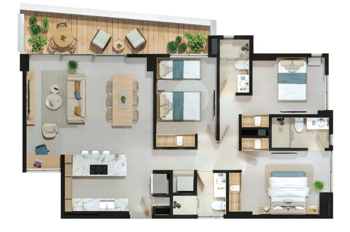 palm view condos 3 chambres